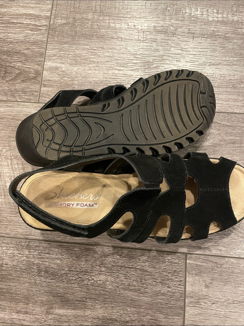 Sketchers Parallel Stylin Wedge Sandal Black Sz 7 - Picture 4 of 7